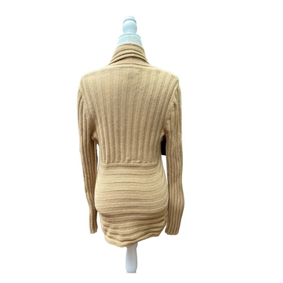 Jones New York Signature Wool-Blend Ribbed Knit Cardigan L Beige One-Button - Picture 5 of 11